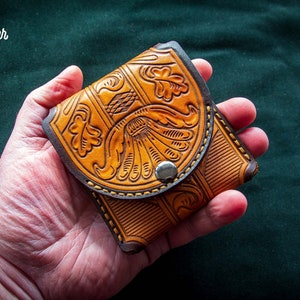 Porta carte in pelle da donna · Portafoglio sottile minimalista EDC carino Boho con tasca frontale per donna, perfetto come regalo di compleanno, anniversario e festa della mamma