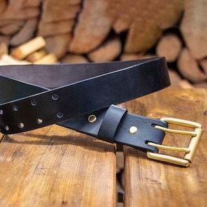 Leather Mens Belt No. 12 · Handmade Leather Black Belt for Men · Ideal Fathers Day Gift, Birthday or 3rd Anniversary Gift