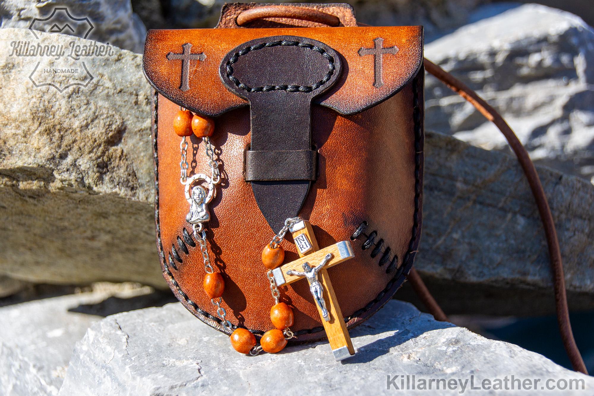Leather Rosary Pouch Pocket No 4 Classic · Religious Gifts · 1st Communion Confirmation, Christian Gift · Godmother's Gift, Baptism Favours