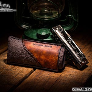 Harmonica Holder No. 2, Handmade Leather Harmonica Case · Unique Gift for Musician, Dad, Husband, or Son · Perfect Groomsman Gift