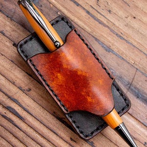 Leather Pen Case No 1 Clip · Personalised Single Pen Holder · Ideal 3rd Anniversary Gift for Husband, Wife, Graduation or Birthday Gift