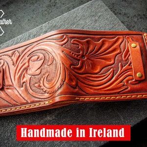 Cartera de cuero - Cartera tallada para hombre - Hecha a mano - Irish Forrest Design