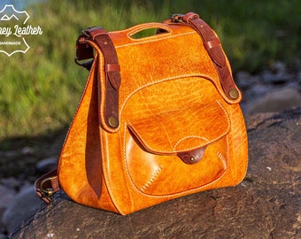 Handmade Mini Backpack Purse · Perfect 3rd Anniversary Gift · Custom Italian Leather, Brown Shoulder Bag, Cute Small Backpack for Women