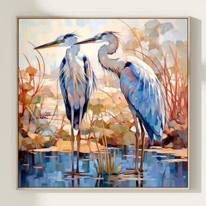 Great Blue Heron Watercolor Painting Art Print, Heron Bird Poster, Home Decor Gift Art