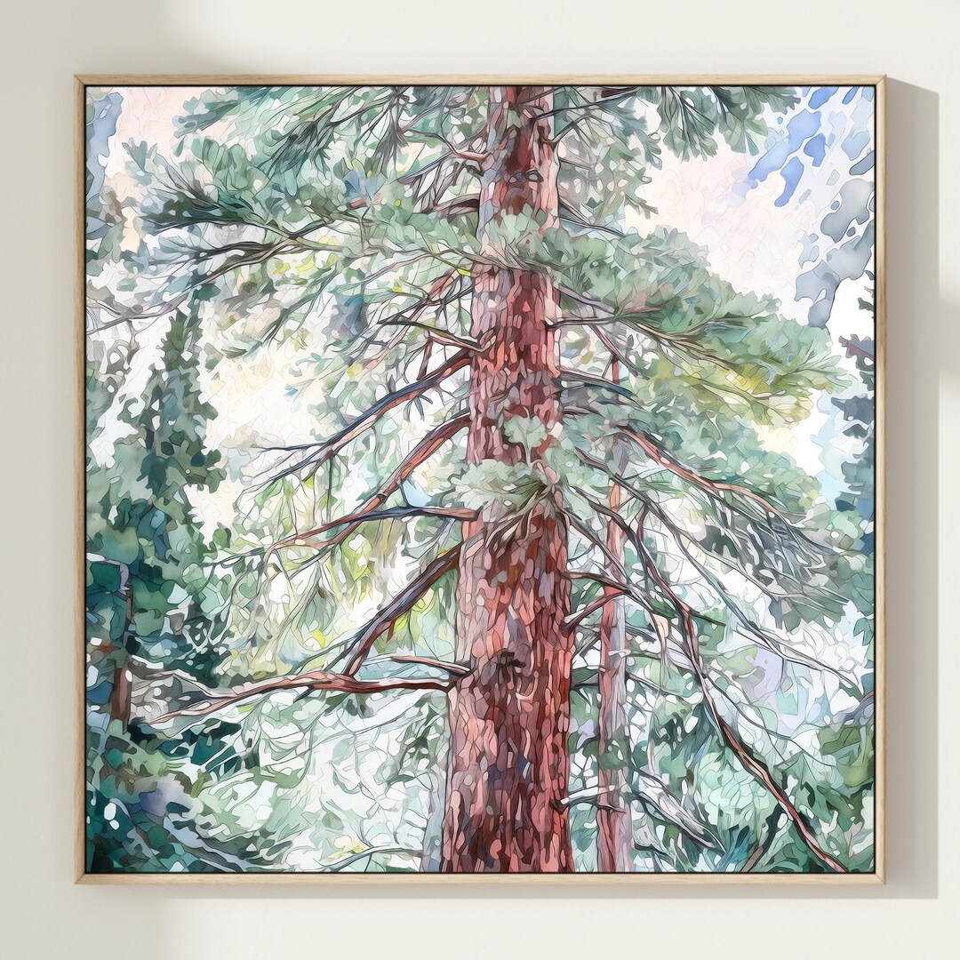 Pine Forest Watercolor Painting Art Print: Abstract Green Fir Trees - Etsy
