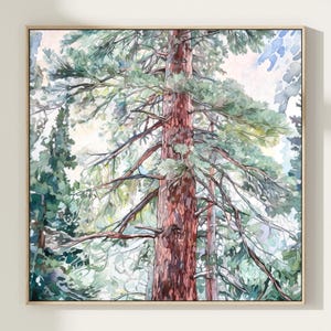 Pine Trees Forest Watercolor Painting Art Print, Abstract Green Fir Trees Wall art, Nature Greenery Evergreen Forest Poster Print, Gift