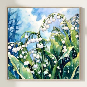 Lily Of The Valley Flower Print, Spring Print, Farmhouse Decor, Floral Wall Art, Watercolor Landscape Painting, Home Decor Gift Poster