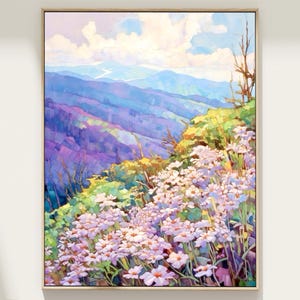 Blue Ridge Mountains Painting Blue Ridge Parkway Watercolor Art Print North Carolina Wall Art Wildflowers Artwork Landscape Poster