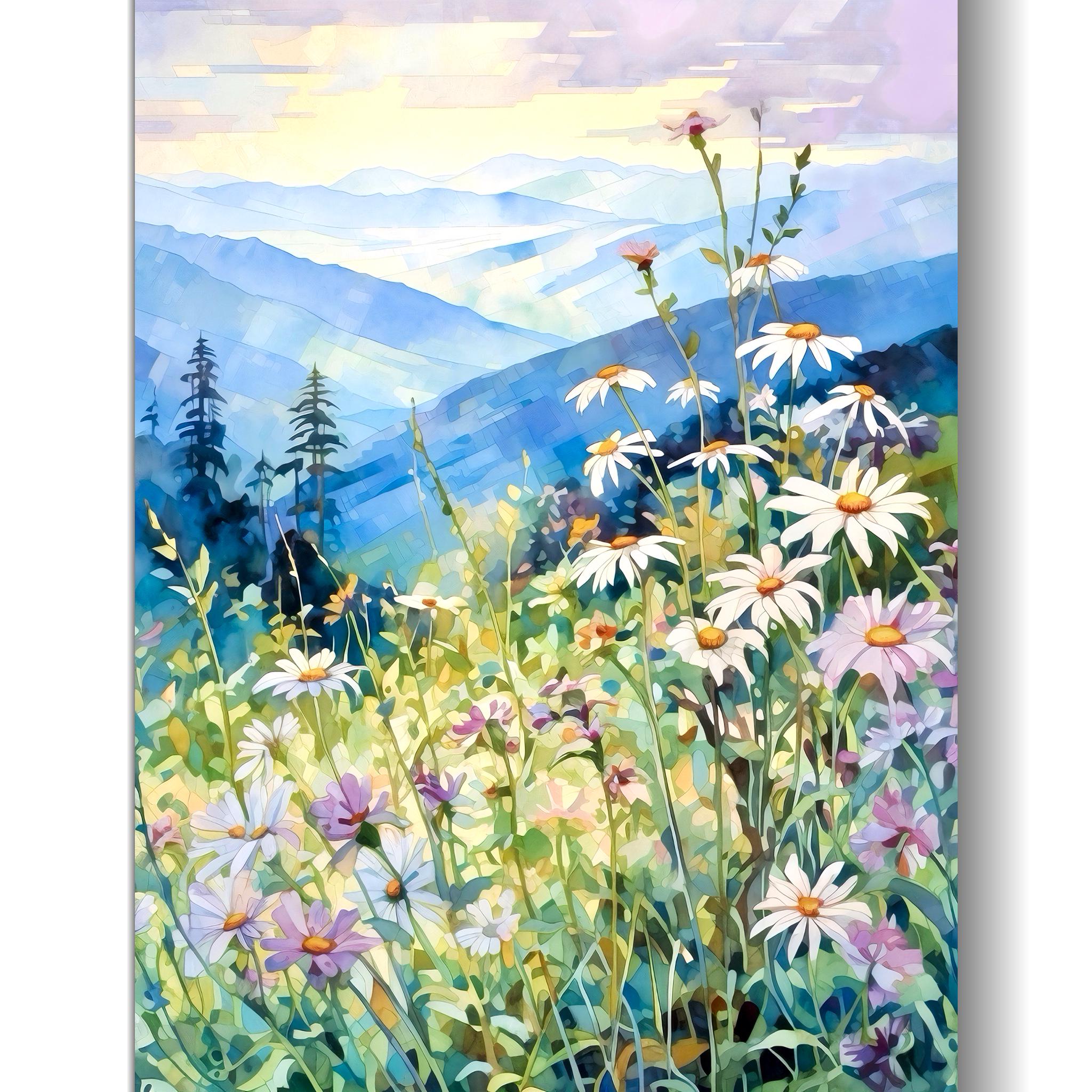 Blue Ridge Mountains Malerei Blue Ridge Parkway Aquarell Kunstdruck North Carolina Wand Kunst Wildblumen Kunstwerk Landschaft Poster