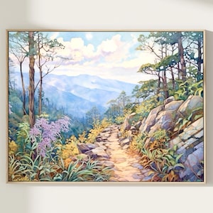 Appalachian Tailoration Blue Ridge Mountain Aquarell Malerei Kunstdruck Wohnkultur Geschenk