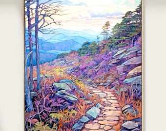 Appalachian Tailoration Blue Ridge Mountain Aquarell Malerei Kunstdruck Wohnkultur Geschenk
