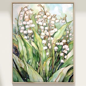 Lily Of The Valley Flower Print, Spring Print, Farmhouse Decor, Floral Wall Art, Watercolor Landscape Painting, Easter Gift