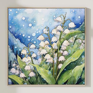 Lily of the Valley Flower Print: Watercolor Floral Landscape Art