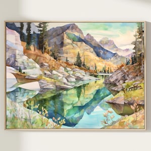 Lake of the Clouds Art Print Michigan Watercolor Painting Home Decor Gift Art