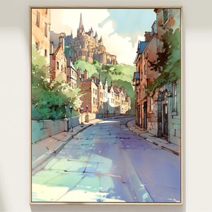 Edinburgh Castle Watercolor Art Print Scotland Cityscape Painting Travel Art Poster Gift