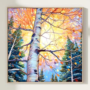 Sunset Tree Wall Art Poster Vibrant Landscape Painting Print Colorful Nature Inspired Art Serene Forest Home Decor Gift Art