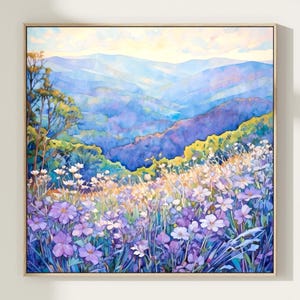 Blue Ridge Mountains Painting Blue Ridge Parkway Watercolor Art Print North Carolina Wall Art Wildflowers Artwork Landscape Poster