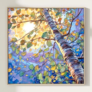 Sunset Tree Wall Art Poster Vibrant Landscape Painting Print Colorful Nature Inspired Art Serene Forest Home Decor Gift Art