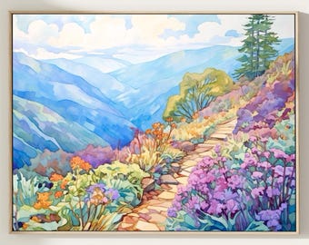 Appalachian Spur Aquarell Kunstdruck: Blue Ridge Mountains Landschaft