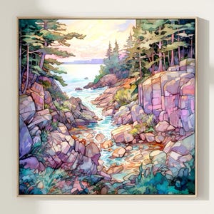Acadia National Park Print, Maine Travel Watercolor Painting Gift Hiking Wall Art Home Decor Gift