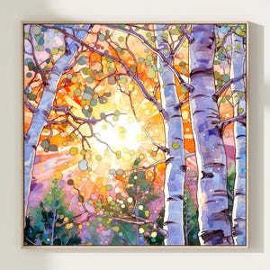Sunset Tree Wall Art Poster Vibrant Landscape Painting Print Colorful Nature Inspired Art Serene Forest Home Decor Gift Art
