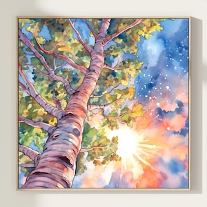 Sunset Tree Wall Art Poster Vibrant Landscape Painting Print Colorful Nature Inspired Art Serene Forest Home Decor Gift Art