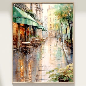 Paris France Poster Print, Paris Wall Art, Cafe Scene, France Wall Decor, Travel Art, Home Office Decor, Gift