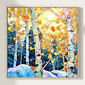 Sunset Tree Wall Art Poster Vibrant Landscape Painting Print Colorful Nature Inspired Art Serene Forest Home Decor Gift Art