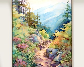 Appalachian Tailoration Blue Ridge Mountain Aquarell Malerei Kunstdruck Wohnkultur Geschenk