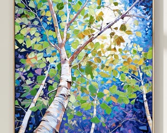 Night Forest Art Print: Watercolor Celestial Landscape