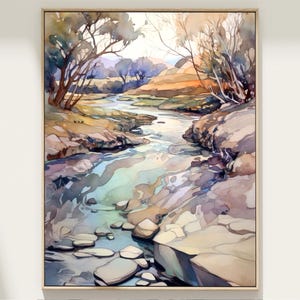 Little Miami River Ohio Art Print, Watercolor Painting, Ohio Landscape Wall Art, Home Decor Gif