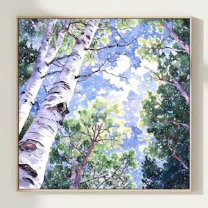 Tree Watercolor Art Print, Tree Painting, Woodland Wall Decor, Forest Watercolor, Nature Home Decor Gift Art