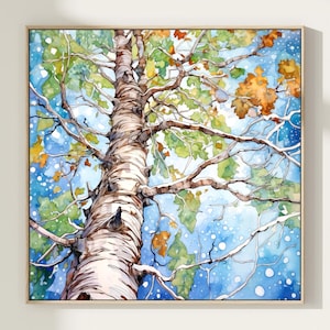 Tree Watercolor Art Print, Tree Painting, Woodland Wall Decor, Forest Watercolor, Nature Home Decor Gift Art