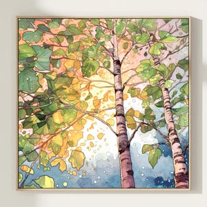 Sunset Tree Wall Art Poster Vibrant Landscape Painting Print Colorful Nature Inspired Art Serene Forest Home Decor Gift Art