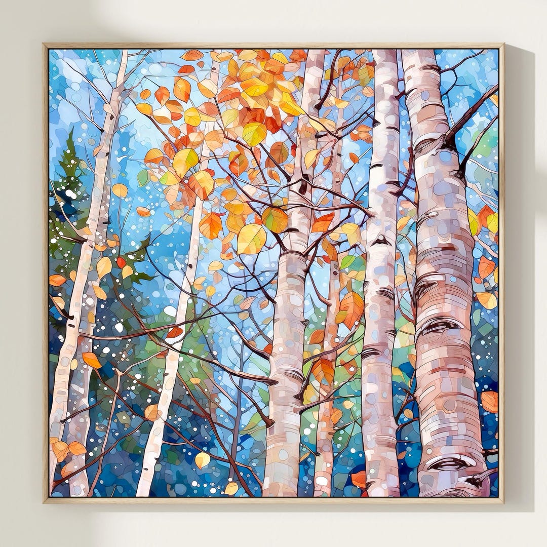 Autumn Aspen Grove Art Print: Watercolor Birch Tree Forest - Etsy