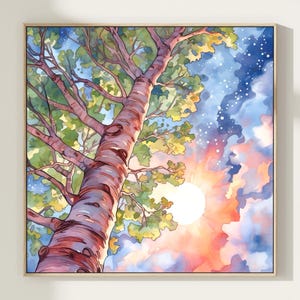 Sunset Tree Wall Art Poster Vibrant Landscape Painting Print Colorful Nature Inspired Art Serene Forest Home Decor Gift Art