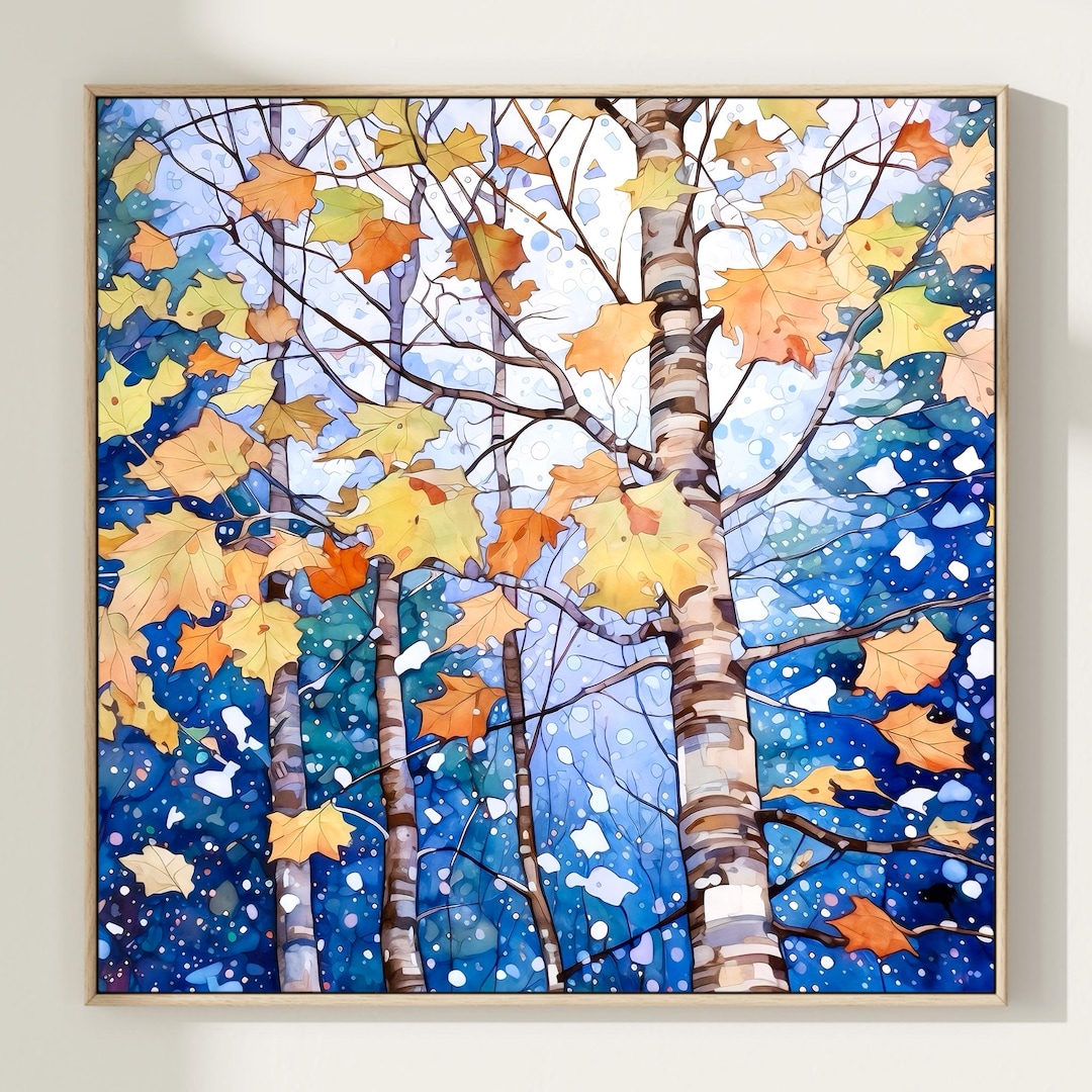 Watercolor Aspen Forest Art Print: Autumn Landscape Wall Decor - Etsy