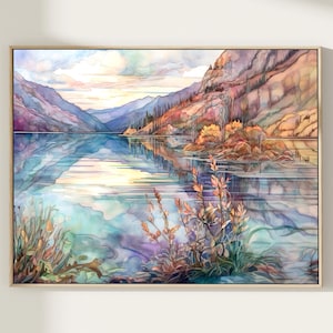 Loch Ness Lake Scotland Watercolor Painting Art Print Travel Wall Art Home Decor Gift Ar