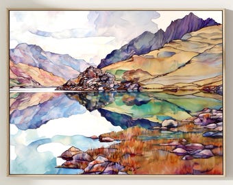 Impresión de Loch Morar, Escocia: Pintura en acuarela de las Tierras Altas