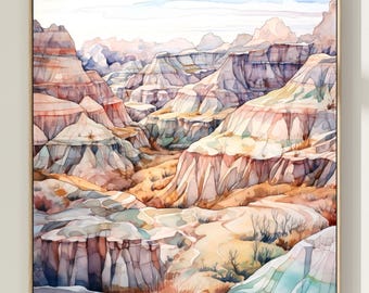 Akwarela z Parku Narodowego Badlands: Sztuka krajobrazu Dakoty Południowej