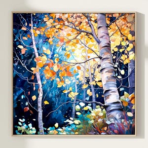 Nachtwald Kunstdruck, Dunkler Wald Wandkunst, Himmlische Landschaft, Aquarell Wald Malerei, Wohnkultur Geschenk Kunst Poster