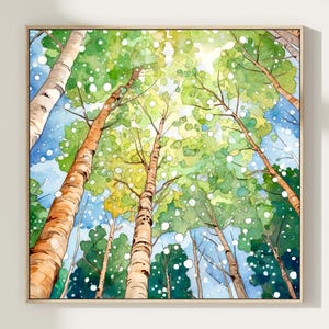 Trees Watercolor Art Print, Tree Painting, Woodland Wall Decor, Forest Watercolor, Nature Home Decor Gift