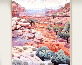 Canyonlands National Park Art Print: Utah Desert Watercolor Landscape