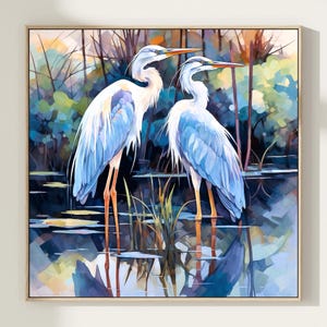 Great Blue Heron Watercolor Painting Art Print, Heron Bird Poster, Home Decor Gift Art