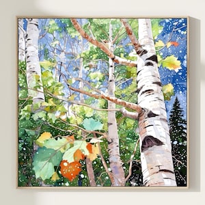 Aspen tree print, birch tree painting, aspen wall art, aspen forest art, watercolor aspen, watercolor print, summer birches print, gift