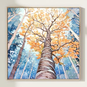 Aspen Trees Painting Autumn Aspen Forest Watercolor Art Print Birch Trees Wall Art Home Decor Gift