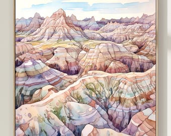 Akwarela z Parku Narodowego Badlands: Sztuka krajobrazu Dakoty Południowej