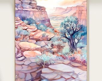 Canyonlands National Park Art Print: Utah Desert Watercolor Landscape