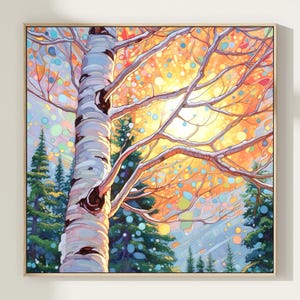Colorful landscape wall art, Sunset sky tree home decor, Vivid tree art print, Gift idea for nature lover