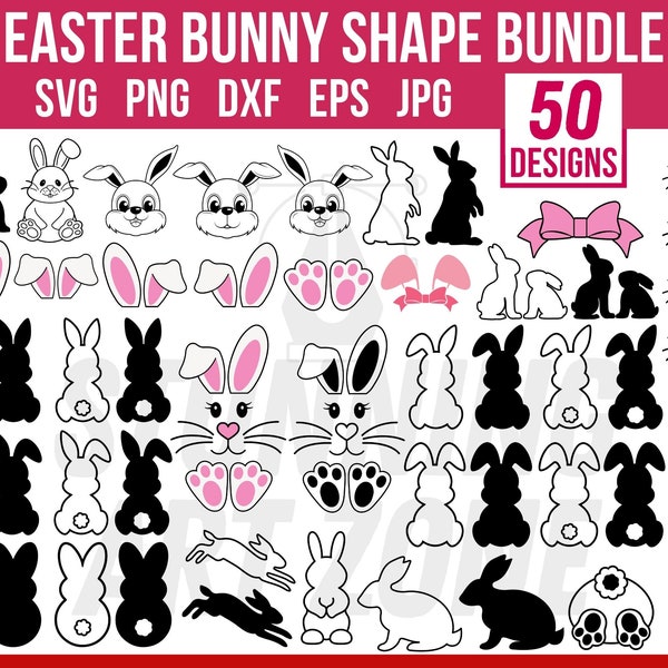 Osterhase Form svg, 50 Häschenform svg Mega Bundle, Kaninchensvg, Häschensvg, Häschenform svg, Umriss Häschen, Häschensilhouette, Häschen DXF